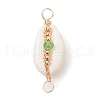 7Pcs 7 Colors Natural Cowrie Shell & Faceted Glass & Brass Bead Connetctor Charms PALLOY-JF02665-2