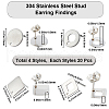 SUNNYCLUE 80Pcs 4 Styles Rhombus & Flat Round & Donut Stainless Steel Stud Earring Findings STAS-SC0006-59-2