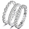 3Pcs 3 Styles Brass Micro Pave Clear Cubic Zirconia Finger Rings for Women FS-WG3CB6F-04-2