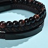 Natural Tiger Eye & Glass Round Beaded Bracelets BJEW-G732-02B-4