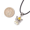 Angel Glass Sead Beaded Pendant Necklaces NJEW-MZ00094-01-3