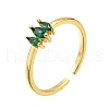 Brass Micro Pave Cubic Zirconia Cuff Rings for Women RJEW-H247-35G-03-4