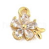 Brass Micro Pave Clear Cubic Zirconia Pendants KK-U015-10G-1