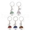 5Pcs 5 Styles Tree of Life Natural Amethyst & Tiger Eye & Red Jasper & Lapis Lazuli & Green Aventurine Pendant Keychains KEYC-JKC00924-1
