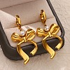304 Stainless Steel Bowknot Hoop Earrrings EJEW-U065-04G-1