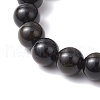 Natural Golden Sheen Obsidian Round Beaded Stretch Bracelets for Men Women BJEW-JB11783-02-4