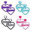 FIBLOOM 4 Pairs 4 Colors Heart with Word Kiss Me Acrylic Dangle Stud Earrings EJEW-FI0002-34-1