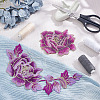  2Pcs 2 Style Peony Polyester Embroidery Sew on Clothing Patches PATC-NB0001-11A-4