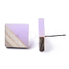 Opaque Resin & Wood Stud Earrings EJEW-N017-005A-B04-3