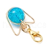 Cat Head Copper Wire Wrapped Glass Bead Pendant Decorations HJEW-JM03236-5