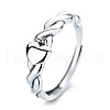 Heart Twist 925 Sterling Silver Adjustable Rings FS-WG50669-01-5
