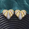 Heart Brass Micro Pave Clear Cubic Zirconia Stud Earrings EJEW-H158-13GP-2