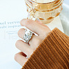 Mother's Day Jewellery Flower Stainless Steel Open Cuff Rings WGAF2BA-01-1