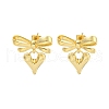 Bowknot & Heart Brass Stud Dangle Earrings for Women EJEW-G387-01G-1