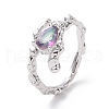 Cubic Zirconia Teardrop Finger Ring RJEW-D119-04P-1