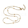 304 Stainless Steel Rice Beads Round Snake Chain Necklaces NJEW-D322-03G-4