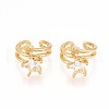 Brass Micro Pave Clear Cubic Zirconia Cuff Earrings KK-T074-33G-2