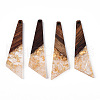 Transparent Resin & Walnut Wood Pendants RESI-N039-70A-1