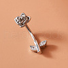 Rose Brass Crystal Rhinestone Curved Barbell Belly Rings FS-WG9EA33-01-3