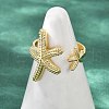 Brass Open Cuff Rings for Women RJEW-R032-05G-1