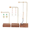 3Pcs 3 Sizes Alloy Jewelry Display Stands with Wood Base EDIS-WH0022-25-1