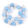 Dyed Natural White Jade Round & Natural Cultured Freshwater Pearl Grooved Potato Beads Strands PEAR-N019-01-3