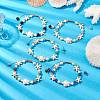 6mm Round Gemstone & Shell Pearl Braided Beaded Bracelets BJEW-JB10321-2