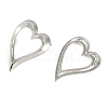 Heart Rack Plating Brass Stud Earrings for Women EJEW-S325-04P-2