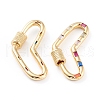 Brass Micro Pave Cubic Zirconia Screw Carabiner Lock Charms ZIRC-L093-59G-2