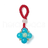 Baking Painted Imitation Jade Glass Woven Clover Pendant Decorations HJEW-JM03148-04-2