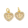 Brass Micro Pave Clear Cubic Zirconia Charms KK-Z044-21G-1