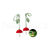 Handmade DIY Wool Crochet Mushroom and Leaf Pendant Decorations AJEW-WH0314-465-7