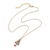 3Pcs 3 Styles Christmas Tree Bell Flower Alloy Enamel Pendant Necklaces for Women NJEW-JN05130-02-5