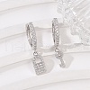 Lock & Key 925 Sterling Silver Micro Pave Clear Cubic Zirconia Hoop Earrings for Women EJEW-G427-01P-03-2