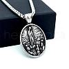 Greek Retro Stainless Steel Oval with Virgin Mary Pendant Necklaces IX0529-1