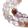Natural Round Purple Lodolite Quartz/Purple Phantom Quartz Beads Strands G-R011-A01-01-4
