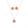 Flower Alloy Cat Eye Pendant Necklaces & Stud Earrings Sets FS-WG11189-01-5