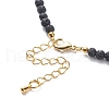 Natural Aquamarine & Lava Rock Beaded Necklace with Brass Charm NJEW-JN03997-5