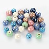 Pearlized Handmade Porcelain Round Beads PORC-S489-10mm-M-1