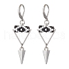 Triangle with Eye Brass Glass Seed Beaded Leverback Earrings EJEW-MZ00452-05-2