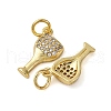 Brass Micro Pave Clear Cubic Zirconia Charms KK-P308-82G-2