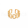 Ion Plating(IP) 304 Stainless Steel Open Rectangle Cuff Ring for Women RJEW-S405-237G-1