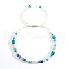 Bohemian Style Natural Lapis Lazuli & Turquoise & Amazonite Braided Bead Bracelets for Women NU4472-1-1