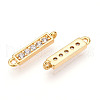 Brass Micro Pave Clear Cubic Zirconia Connector Charms KK-N261-79G-2