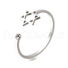 304 Stainless Steel Micro Pave Cubic Zirconia Open Cuff Rings RJEW-S628-02P-2
