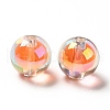 Two Tone UV Plating Rainbow Iridescent Acrylic Beads TACR-D010-03A-04-2