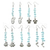 Natural White Jade(Dyed) Chips Dangle Earrings EJEW-JE05578-1