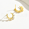 Elegant U-Shaped S925 Sterling Silver Clear Cubic Zirconia Stud Earrings BT5691-3