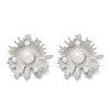 Brass ABS Imitation Pearl Stud Earrings EJEW-M082-06P-2