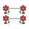 304 Stainless Steel Red Cubic Zirconia Nipple Barbells WG1DC98-10-1